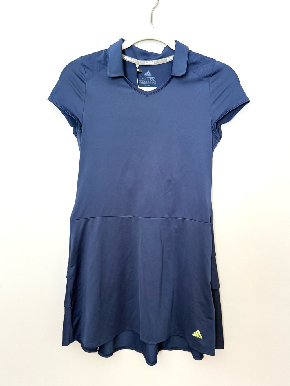 NWT Adidas Girls Blue Tennis Polo Dress & Shorts Set Size M (11/12)